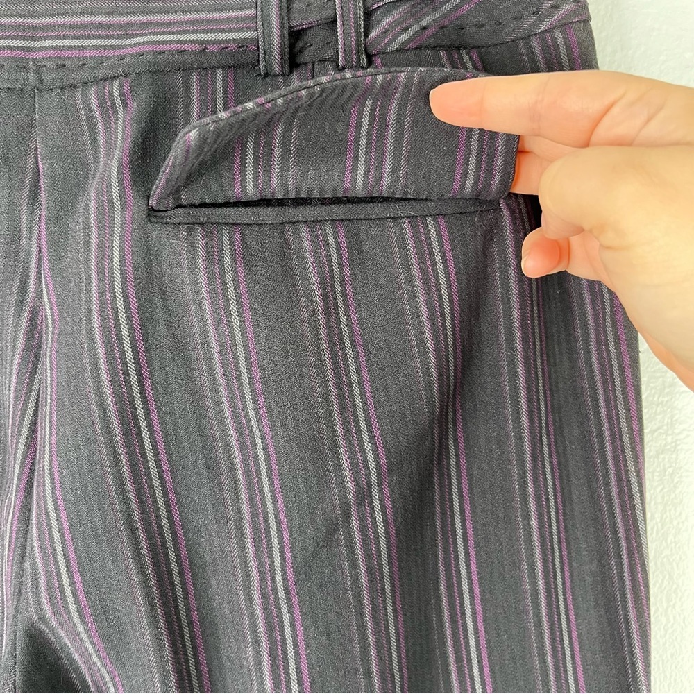 Cato Pants Women’s 8 Purple Black Stripe Contemporary Lower Rise Straight Leg - Picture 10 of 13